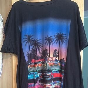 SHEIN Black and Blue Short Sleeve Tees with Graphic Prints